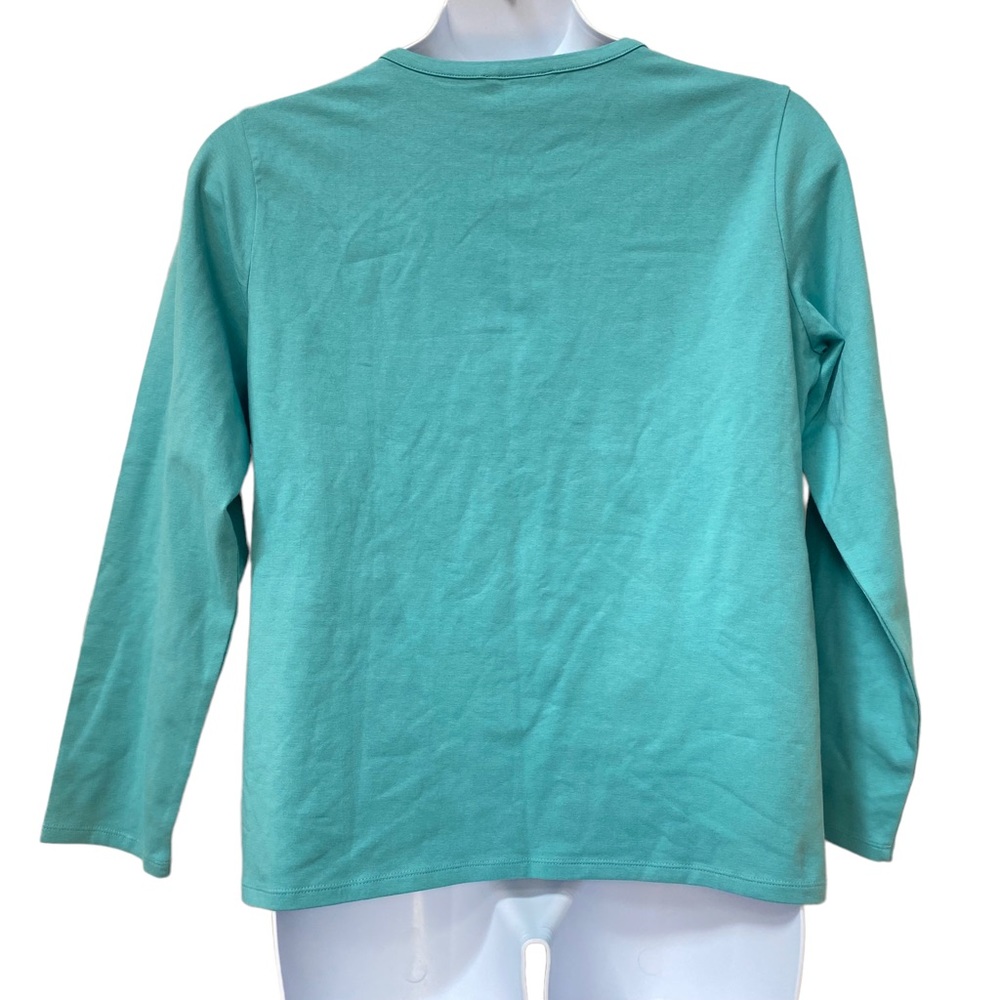Denim & Co Brand Turquoise Aqua Blue Long Sleeve Shirt Womens Size XL - Picture 3 of 4